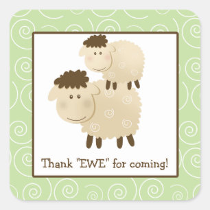 Baa Baa Sheep Lamb Square Envelope Seals 20 Vierkante Sticker
