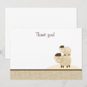 Baa Baa Sheep (neutraal) Flat Dank je wel Notitiekaartje (Voorkant / Achterkant)