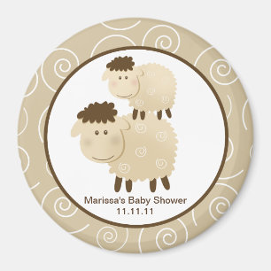 Baa Baa Sheep Neutral 3-inch Round Favor Magnet Magneet