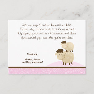 Baa Baa Sheep (roze kleur) RSVP-behuizingskaarten Informatiekaartje