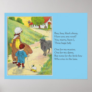 Baa, Baa, zwart schaap, moeder ganzenkwekerij rijm Poster