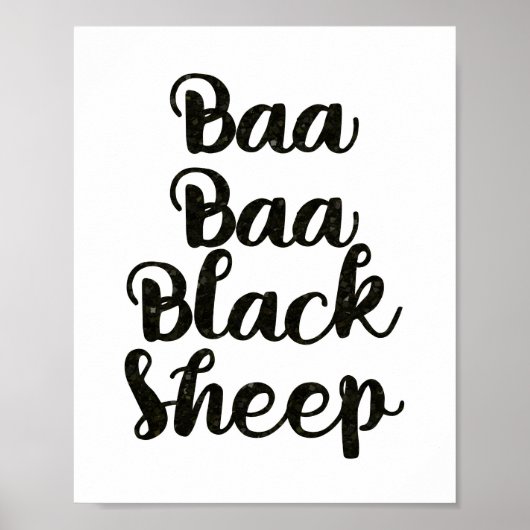 Baa Baa Zwarte Schaap Glitter Poster (Voorkant)