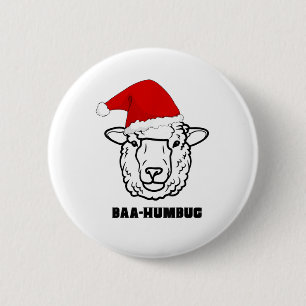 Baa-Humbug Christmas-Sheep Funny Schattige Boer An Ronde Button 5,7 Cm