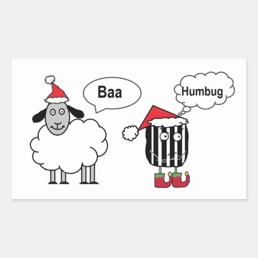 Baa Humbug Funny Festive Glossy Stickers (Voorkant)