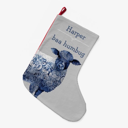"Baa Humbug" Grote Kerstsok (Voorkant (Hangend))