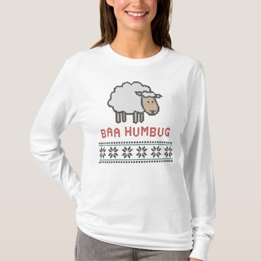 Baa Humbug Kerstmis Ugly Sweater T-shirt (Voorkant)