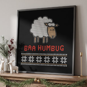 Baa Humbug Kerstschaap Poster