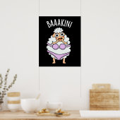 Baa-kini Grappige Bikini Pun Donker BG Poster (Keuken)