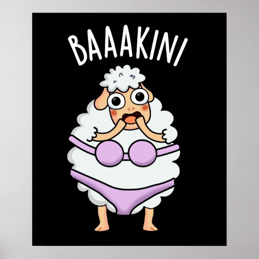 Baa-kini Grappige Bikini Pun Donker BG Poster (Voorkant)