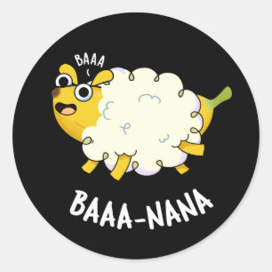 Baa-nana Funny Banana Pun Dark BG Ronde Sticker