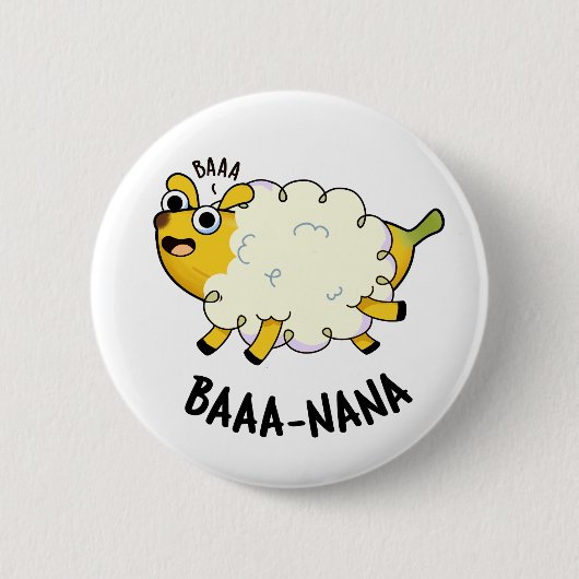 Baa-nana Funny Banana Pun Ronde Button 5,7 Cm (Voorkant)