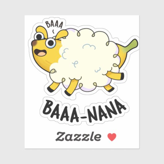 Baa-nana Funny Banana Pun Sticker (Vel)
