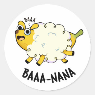 Baa-nana Grappige Banaan Schaap Woordgrap Ronde Sticker