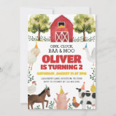 Baa Oink Moo Ik ben twee Boerderij 2e verjaardag U Kaart (Voorkant)