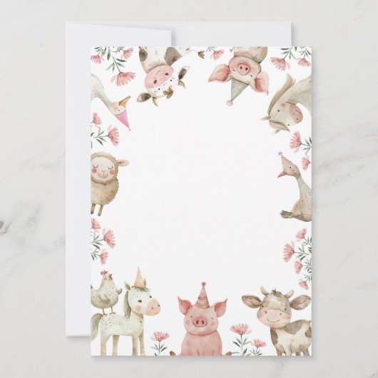 Baa Oink Moo Ik ben Twee Uitnodigingen, Boerderij  Kaart (Achterkant)