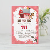 Baa-Oink-Moo Verjaardag uitnodiging (Staand voorkant)