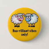 Baa-rilliant - Cute Cartoon Sheep Pair Ronde Button 5,7 Cm (Voorkant)