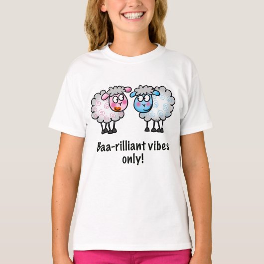 Baa-rilliant - Cute Cartoon Sheep Pair T-shirt (Voorkant)