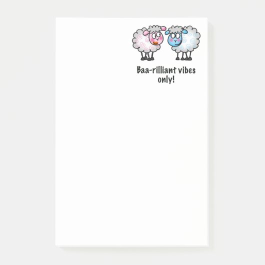 Baa-rilliant - Paar Schattige Tekenfilm Schapen Post-it® Notes (Voorkant)