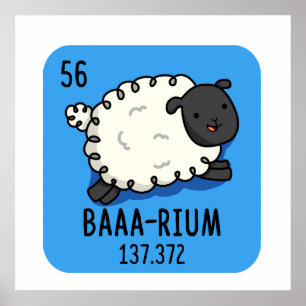 Baa-rium Grappige Schaap Scheikunde Pun Poster