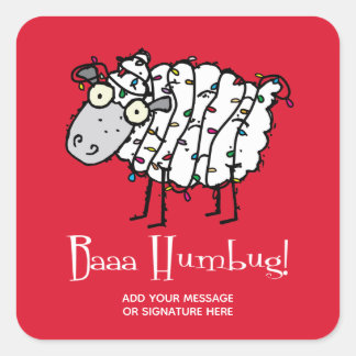 Baaa Bah Humbug Sheep Persoonlijk kerstfeest Vierkante Sticker