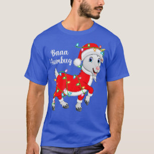 Baaa Humbug Goat Lover Xmas Lights Santa Goat Chri T-shirt