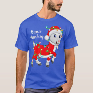 Baaa Humbug Goat Lover Xmas Lights Santa Goat Chri T-shirt