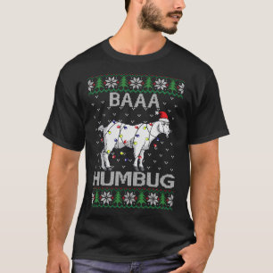 Baaa Humbug Goat Santa Hat Kerstmis Lights Ugly S T-shirt