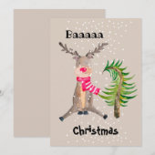 Baaaaaaa Kerstmis Waterverf Reindester Feestdagenkaart (Voorkant / Achterkant)