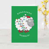 Baaah Humbug Sheep met kerstlampjes Kaart (Gele Bloem)