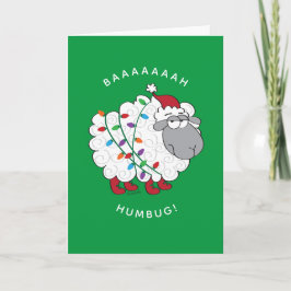Baaah Humbug Sheep met kerstlampjes Kaart