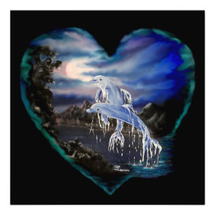 Baai bij nacht, Dolphin Love Foto Afdruk