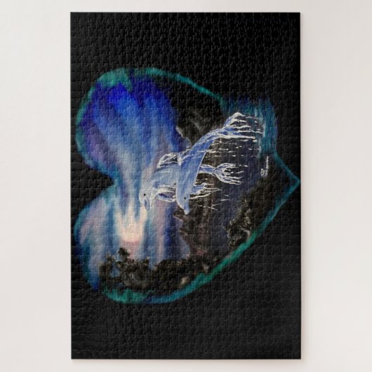 Baai bij nacht, Dolphin Love Legpuzzel (Verticaal)