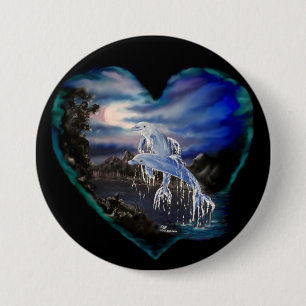 Baai bij nacht, Dolphin Love Ronde Button 7,6 Cm
