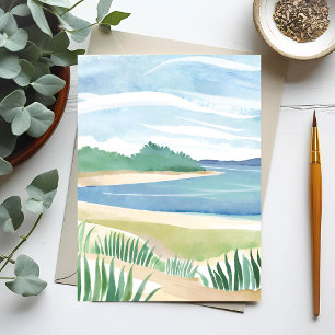 Baai met Strandgras Aquarel Oceaan Kustzee Briefkaart