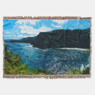 Baai op weg naar Hana Maui Hawaii Abstracte Deken