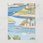 baai van de boten | Moderne Waterverf schilderkuns Briefkaart (Voorkant)