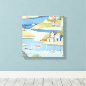 baai van de boten | Moderne Waterverf schilderkuns Canvas Afdruk (Insitu (Houten vloer))