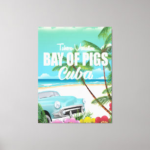 Baai van de Varkens, Cuba strand vakantieposter Canvas Afdruk