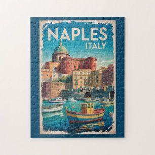 Baai van Napels Italië Illustratie Reis Kunst Vint Legpuzzel