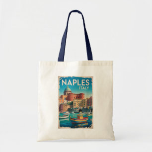 Baai van Napels Italië Illustratie Reis Kunst Vint Tote Bag