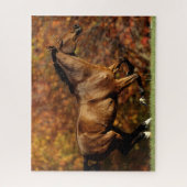 Baai Warmblood Runing Autumn Background Legpuzzel (Verticaal)