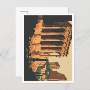 Baalbek Lebanon Vintage Travel Illustration Briefkaart