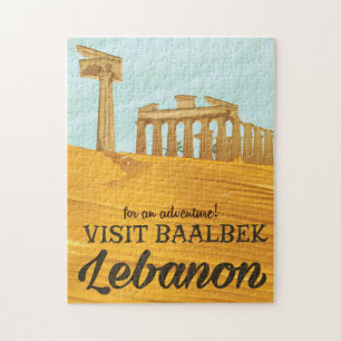 Baalbek Tempel Libanon vintage reisposter Postc Legpuzzel