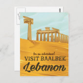 Baalbek Temple Libanon vintage-poster Briefkaart (Voorkant / Achterkant)