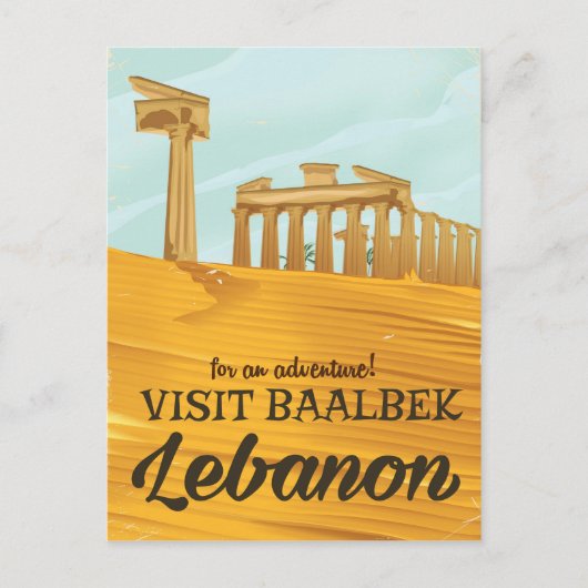 Baalbek Temple Libanon vintage-poster Briefkaart (Voorkant)
