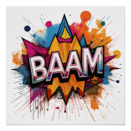 Baam Comic Sound Effect - Vetgedrukte en speelse P Perfect Poster