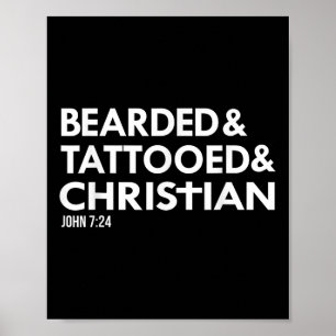 Baard getatoeëerd Christelijk Funny Beard Tattoo T Poster