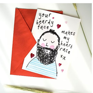 Baard Gezicht Valentijns Kaart - Jubileum Funny