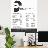 Baard Logo, Prijslijst Herenkappers Poster (Thuiskantoor)